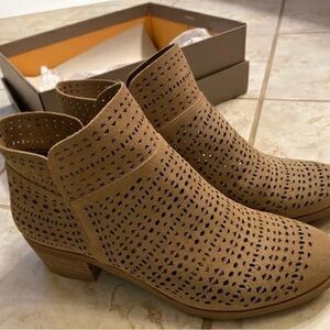 Crown Vintage Perforated Tan Ankle Booties